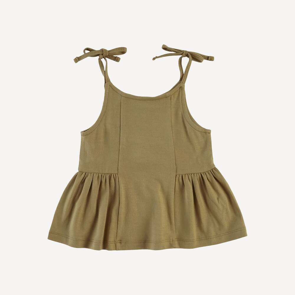 Kate Quinn Fennel Green Spaghetti Tie Strap Ballerina Top Tank Shirt Woods 6Y
